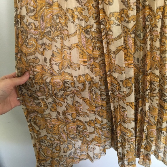 World Market Mustard Paisley Pleated Willow Dress - Picture 6 of 7